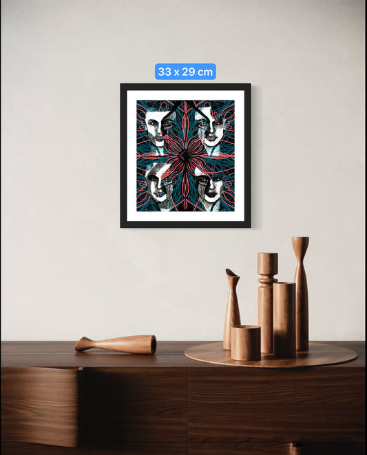 Fourfaces1 - Original Digital Artwork - Fine art Archival Pigment Print- Limited Edition 32x36cm