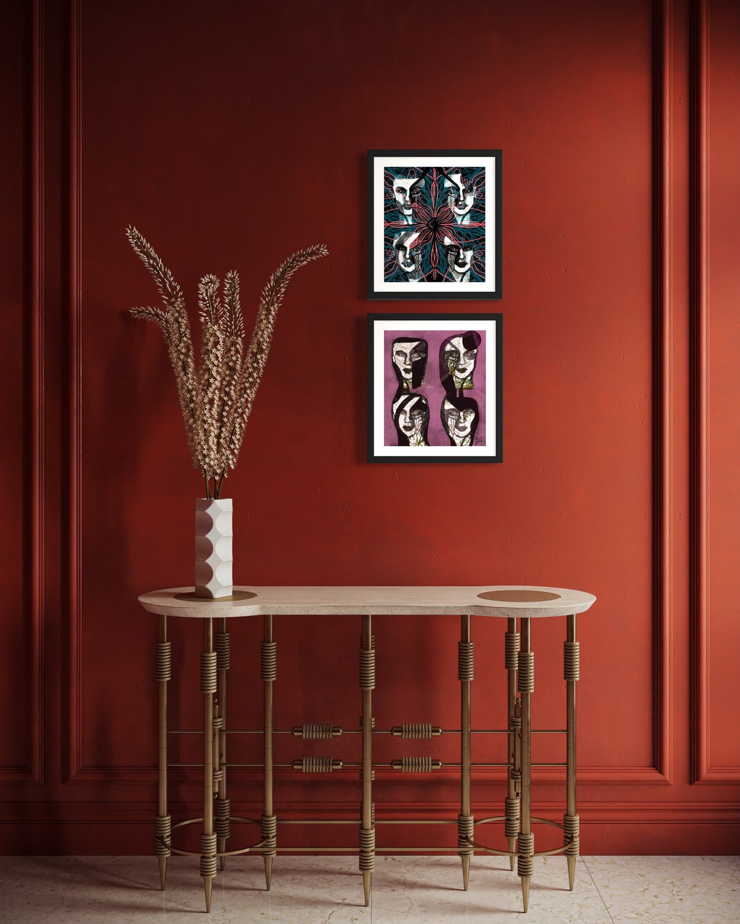 Fourfaces2 - Original Digital Artwork - Fine art Archival Pigment Print- Limited Edition 32x36cm