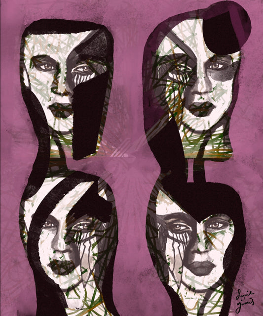 Fourfaces2 - Original Digital Artwork - Fine art Archival Pigment Print- Limited Edition 32x36cm